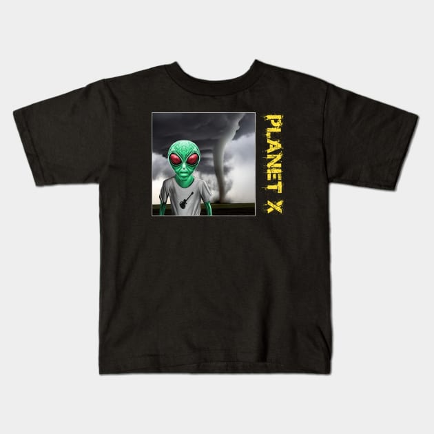 Alien Twister Tornado Guitarist meme Kids T-Shirt by PlanetMonkey